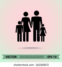 Family sign icon, vector illustration. Flat design style 