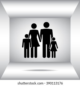 Family sign icon, vector illustration. Flat design style 