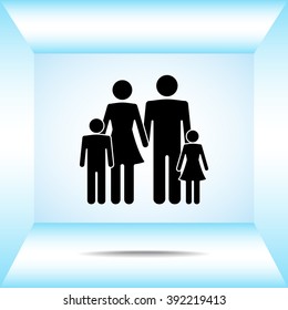 Family sign icon, vector illustration. Flat design style 