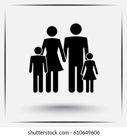 Family sign icon, vector illustration. Flat design style 