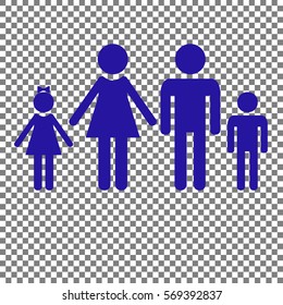 Family sign illustration. Blue icon on transparent background.