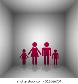Family sign illustration. Bordo icon with shadow in the room.