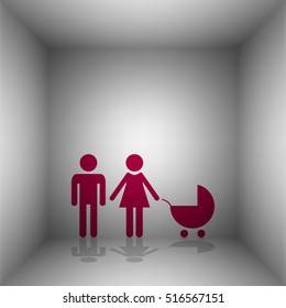 Family sign illustration. Bordo icon with shadow in the room.