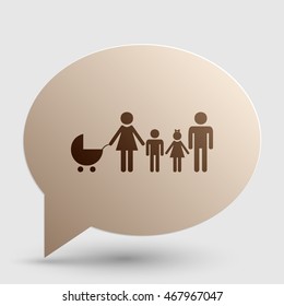 Family sign illustration. Brown gradient icon on bubble with shadow.