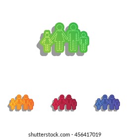 Family sign illustration. Colorfull applique icons set.