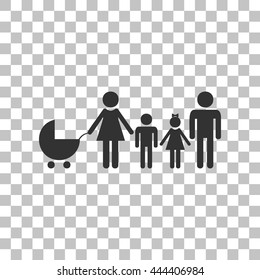 Family sign illustration. Dark gray icon on transparent background.