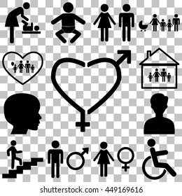 Family sign illustration. Flat icons Vector illustration