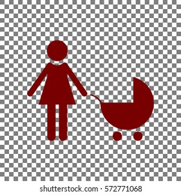 Family sign illustration. Maroon icon on transparent background.