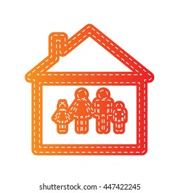 Family sign illustration. Orange applique isolated.