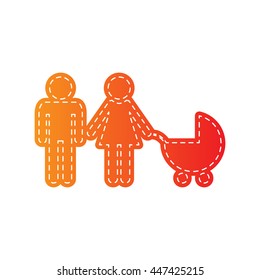 Family sign illustration. Orange applique isolated.