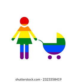 Family sign illustration. Rainbow gay LGBT rights colored Icon at white Background. Illustration.