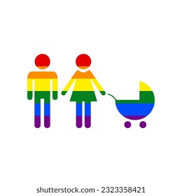 Family sign illustration. Rainbow gay LGBT rights colored Icon at white Background. Illustration.