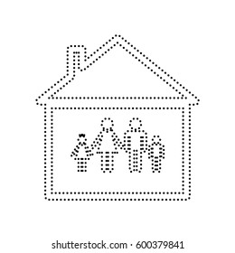 Family sign illustration. Vector. Black dotted icon on white background. Isolated.
