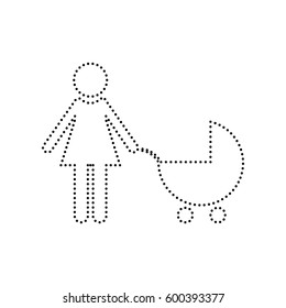 Family sign illustration. Vector. Black dotted icon on white background. Isolated.