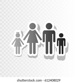 Family sign illustration. Vector. Blackish icon on transparent background with transition.