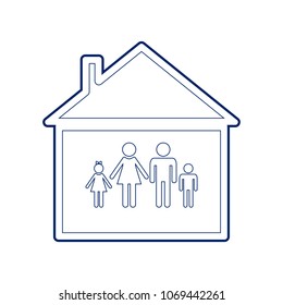 Family sign illustration. Vector. Flat style black icon on white.