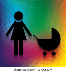 Family sign illustration. Vector. Flat style black icon on white.