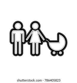 Family sign illustration. Vector. Flat style black icon on white.
