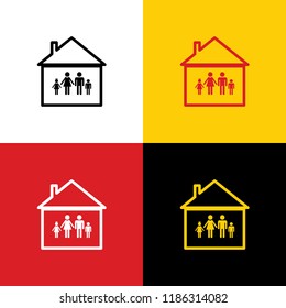 Family sign illustration. Vector. Icons of german flag on corresponding colors as background.