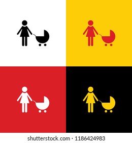 Family sign illustration. Vector. Icons of german flag on corresponding colors as background.