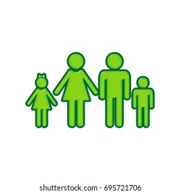 Family sign illustration. Vector. Lemon scribble icon on white background. Isolated