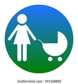 Family sign illustration. Vector. White icon in bluish circle on white background. Isolated.