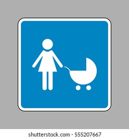 Family sign illustration. White icon on blue sign as background.