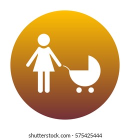 Family sign illustration. White icon in circle with golden gradient as background. Isolated.