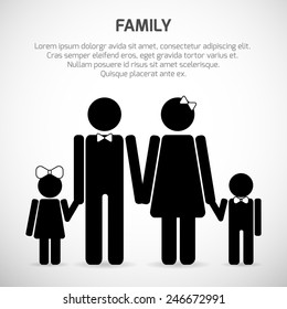 Family sign. Mother, father, sun, daughter symbol. Vector elements.