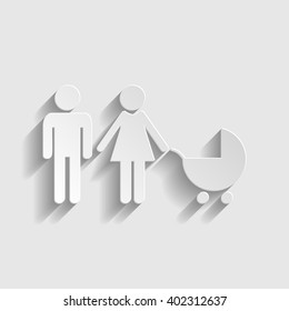 Family sign. Paper style icon