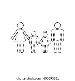 Family sign. Vector. Black dotted icon on white background. Isolated.