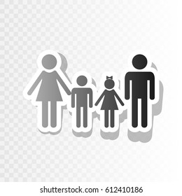 Family sign. Vector. Blackish icon on transparent background with transition.