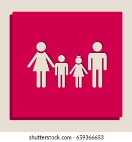 Family sign. Vector. Grayscale version of Popart-style icon.