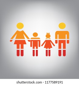 Family sign. Vector. Horizontally sliced icon with colors from sunny gradient in gray background.