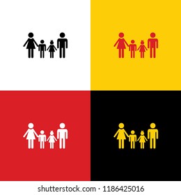 Family sign. Vector. Icons of german flag on corresponding colors as background.