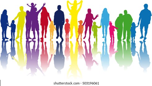 Family silhouetes . Large collection of silhouettes concept.