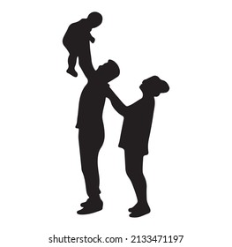 Family Silhouette Background . Vector Illustrator.
