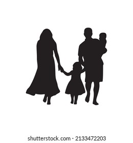 Family silhouette background . Vector Illustrator.
