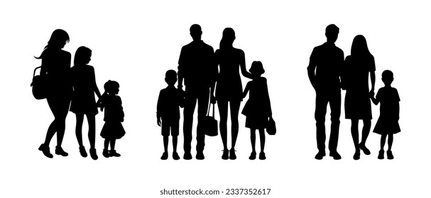 Family silhouette black filled vector Illustration