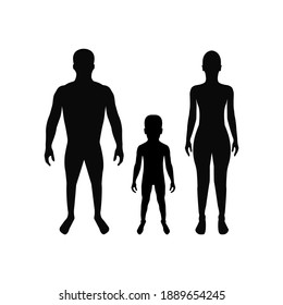 Family silhouette: dad, mom and son. Vector illustration