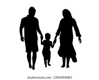 Family silhouette father son mother's  day illustration background 