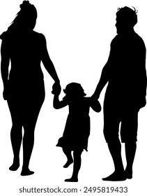 Family Silhouette Flat Design Vector Illustration