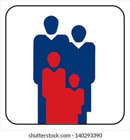 Family Silhouette flat icon. Mother, father with children, vector. Isolated on white