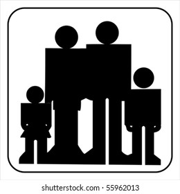 Family Silhouette flat icon. Mother, father with children, vector. Parents symbol. Isolated on white