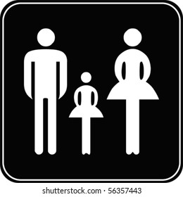 Family Silhouette flat icon. Mother, father with children, vector. Parents symbol