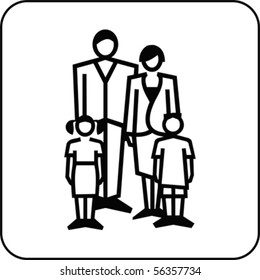 Family Silhouette flat icon. Mother, father with children sign, vector. Parents symbol.
Isolated on white