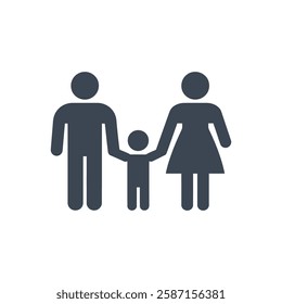 Family Silhouette Group Icon On White Background