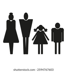 Family silhouette icon. Abstract group figure. Minimalist black shapes. Symbol of unity. EPS 10.