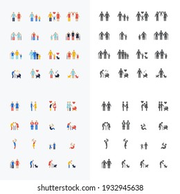 Family silhouette icons flat design vector set.