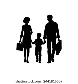 Family silhouette isolated on a white background